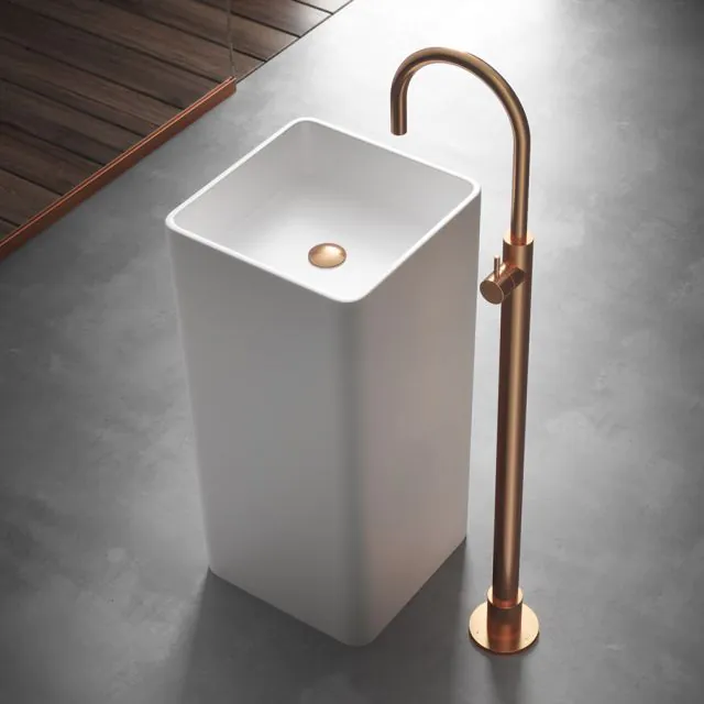 Miscelatore Monocomando Freestanding Lavabo + Parte ad Incasso Hotbath Cobber CB078W+B077.010-Hotbath Living: Natural Brass