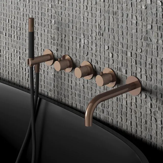 Gruppo Vasca a Parete + Parte ad Incasso Hotbath Cobber CB7072+HBCB7072-Hotbath Varnished: Matt Black
