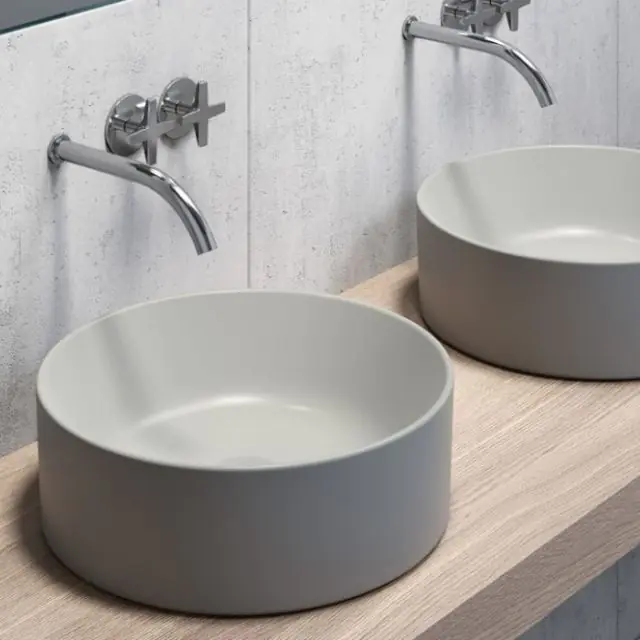Lavabo da Appoggio Ceramica Kube GSI 942711-942611-943511-Ø 45 cm-Bianco Opaco